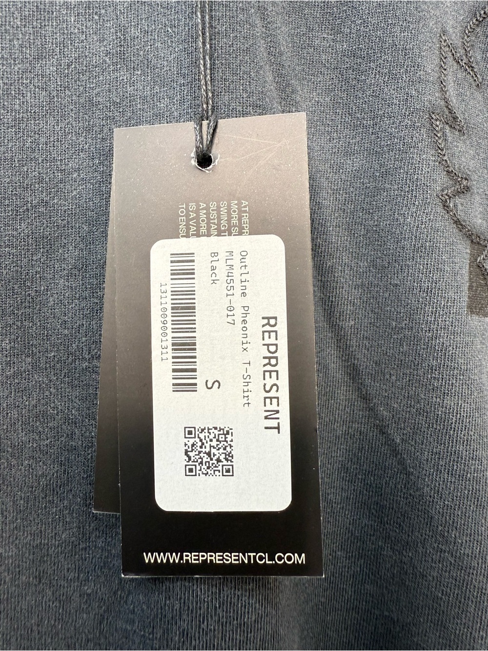 Represent X Belstaff Outline Phoenix acid wash Mens Black Crewneck Logo T-Shirt - Picture 10 of 12